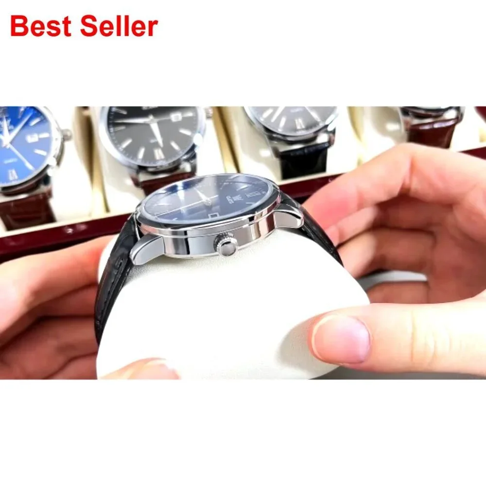 Men's Waterproof Analog Watch with Leather Band Roman Numerals